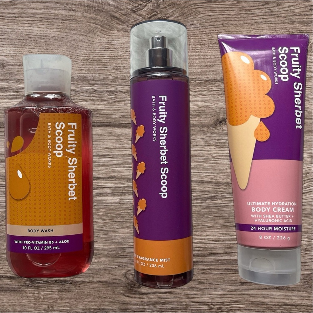 Bath and Body Works Fruity Sherbert Scoop 3 Piece Set